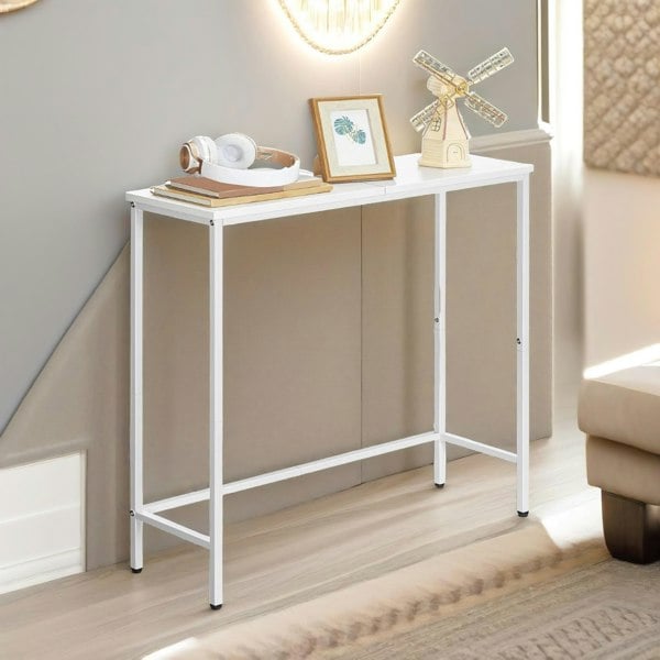 Rafaelo Mobilia Industrial Slim Hallway Console Table White