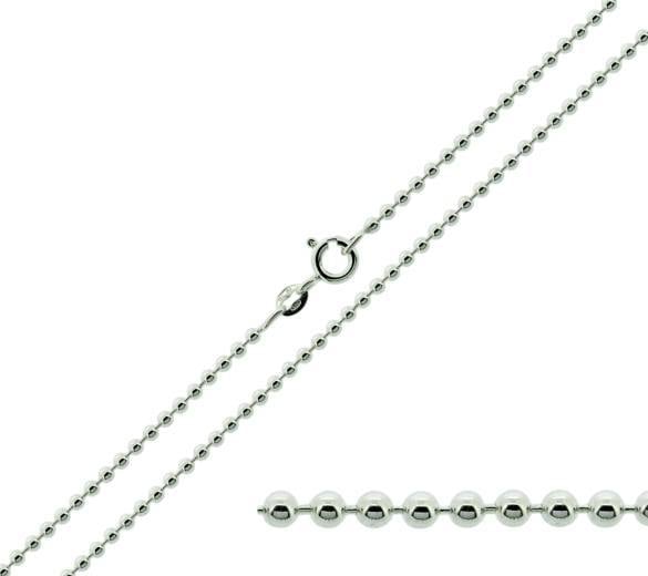 Sterling Silver 1.2mm Bead Ball Chain - Love Silver Jewellery