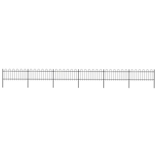 Berkfield Garden Fence with Hoop Top Steel 10.2x0.8 m Black