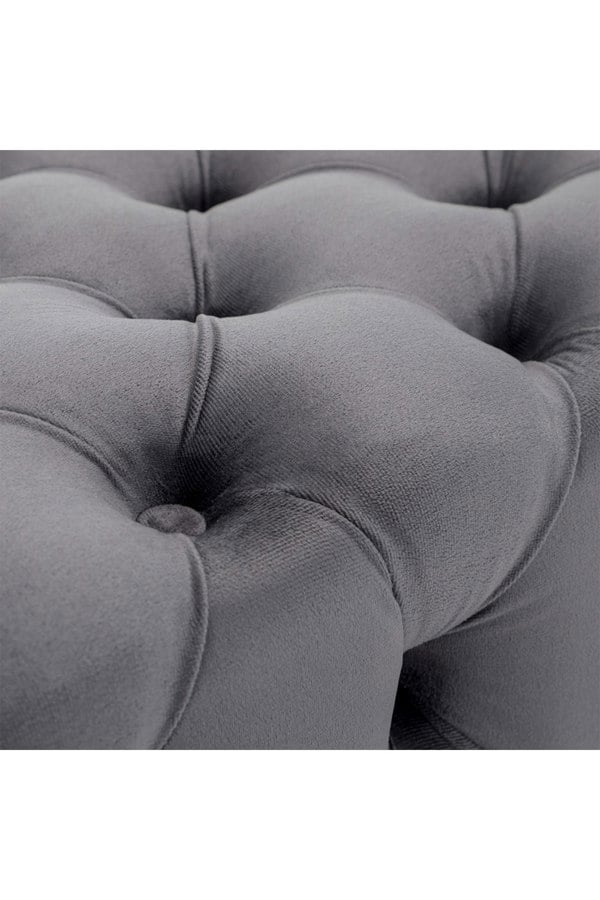 Living and Home 70cm W Grey Velvet Buttoned Tufted Square Footstool Coffee Table