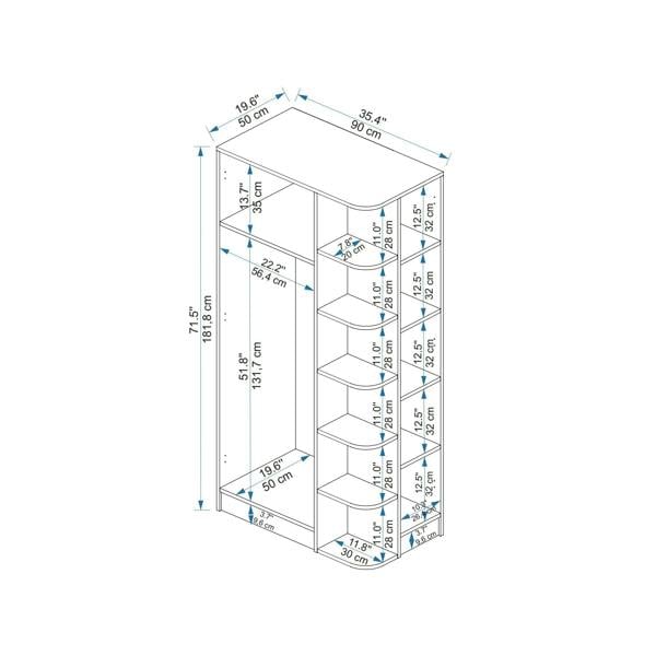 Destina Home Luses Compact Wardrobe with Cabinets and Shelves