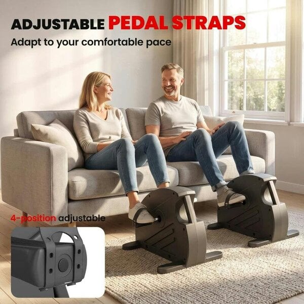 Mini Exercise Bike with Stepless Adjustable Resistance, LCD Display and 4-Level Pedal Straps for Home Workout, Black
