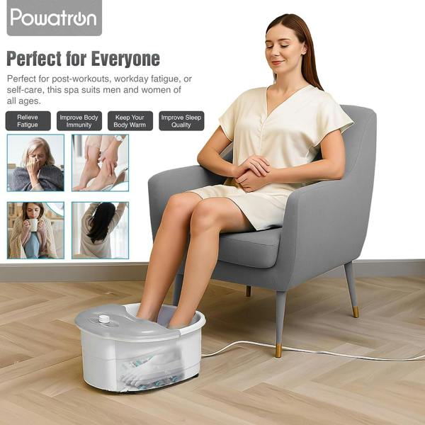 Powatron Foot Spa with Complete Pedicure Set - Electric Foot Bath Spa Massager Vibrating Massage Rollers Infrared Lights