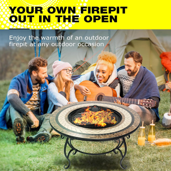 Centurion Supports TOPANGA High-End Round Multi-Functional Garden and Patio Heater, Fire Pit, Coffee Table, BBQ and Ice Bucket