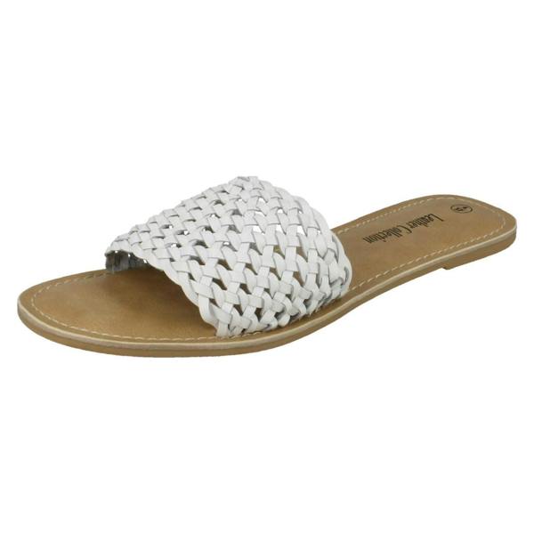 Leather Collection Ladies Leather Collection Flat Weave Mule Sandals