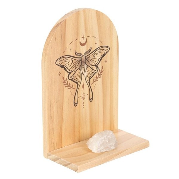 Serano Natural Luna Moth Wooden Incense Holder Shelf