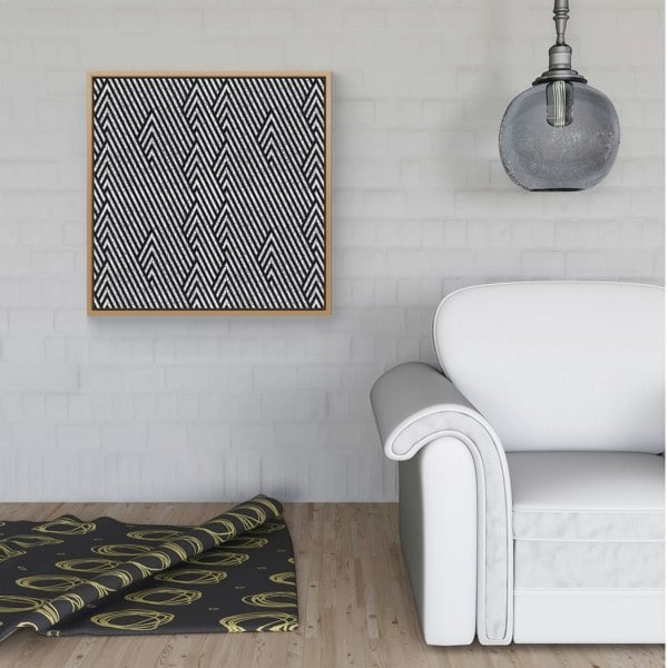 Warren Reed Oblique Black Grunge Pattern Framed Canvas