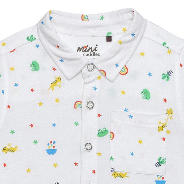 Mini Cuddles Baby Boys All-Over Animal & Star Printed Shirt, White