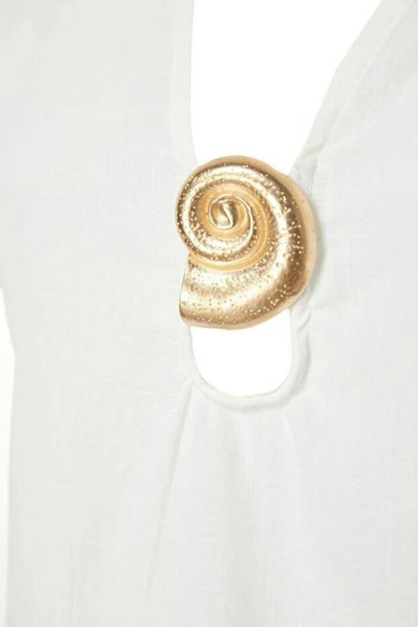 WOVCOR V Neck Long Sleeve Accessory Detail Beach Mini Dress
