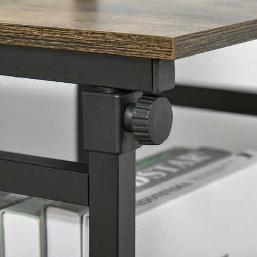 Wyld Haus Comiro Metal Black Industrial Sofa Side Table With 3 Tier Shelves with Lockable Wheels