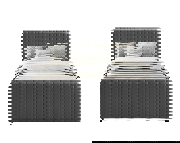 Comfy Living Gas Lift Ottoman Bed in Brushed Velvet – Black, Light Grey, Dark Grey – Available in 3ft, 4ft6, and 5ft Sizes