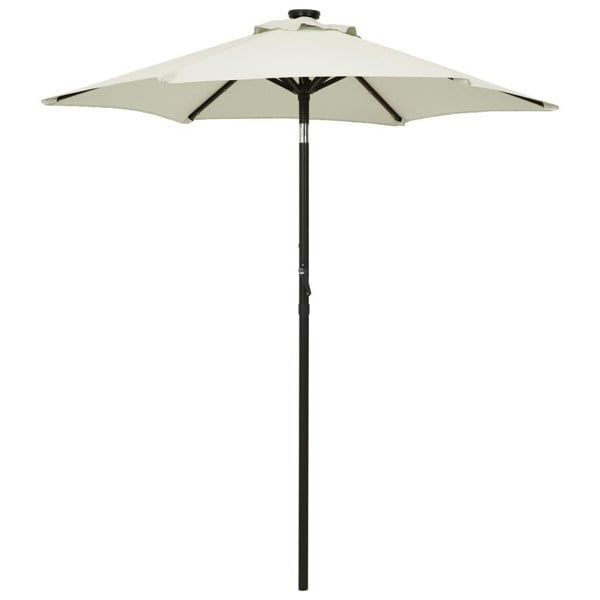 Berkfield Parasol with LED Lights Sand 200x211 cm Aluminium