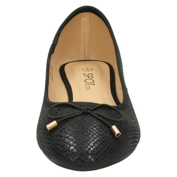 Spot On Ladies Spot On Bow Trim Ballerinas
