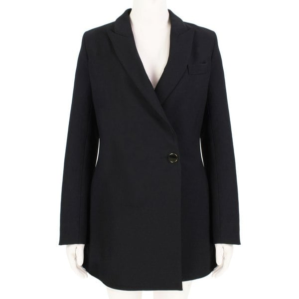 Ellery black wool gathered back single breasted jacket blazer