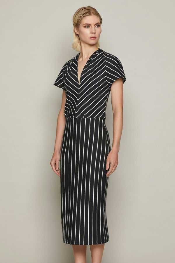 Bo Carter Bodycon Camille Organic Fleece Dress - Black and White