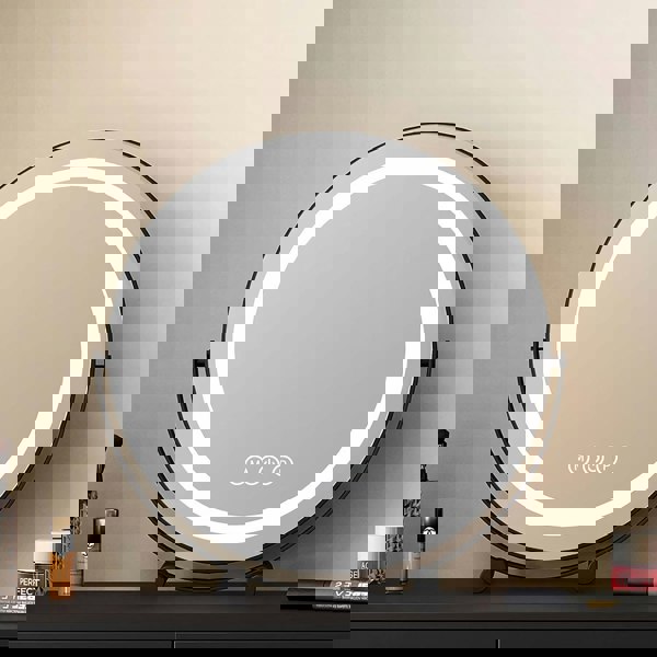 Scarlett Dressing Table With Side Cabinet & LED Mirror, Black-Weilai Concept-Weilai Concept