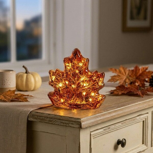 Garden Greatness Cinnamon Glass Maple Leaf Light