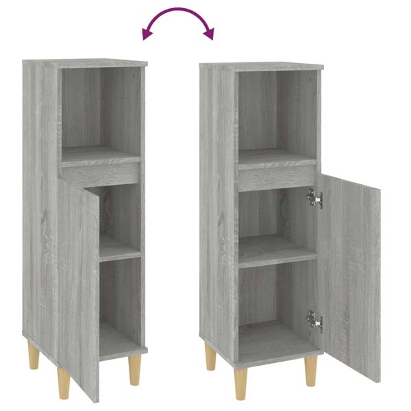 Berkfield Bathroom Cabinet Grey Sonoma 30x30x100 cm Engineered Wood