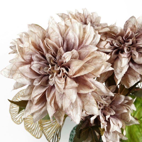 Leaf Pack of 6 x 55cm Dahlia Flower Stem - Dusty Pink