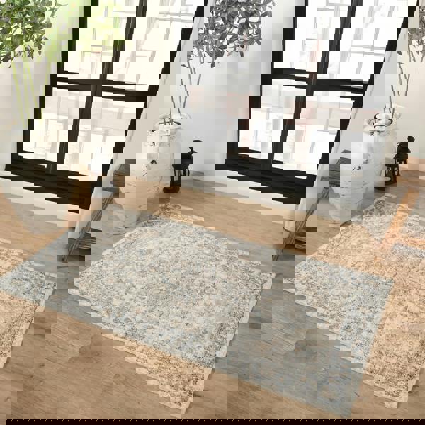 Livabliss Lillian-Washable Blue Brown Traditional Vintage Boho Rug