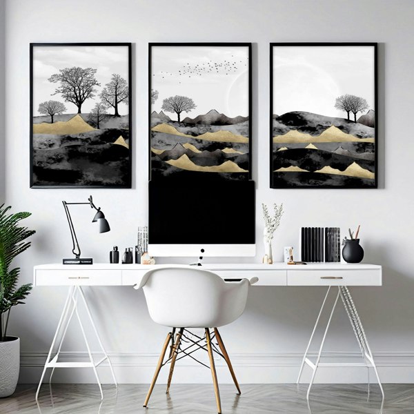 Scandinavian home decor for office | set of 3 wall art prints