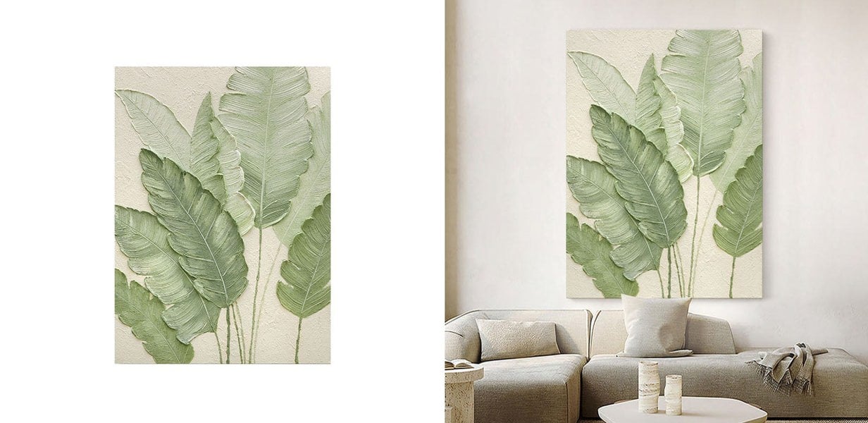 Green Leaves Framed Wall Art Print Multiple Size-Rit Concept-Rit Concept