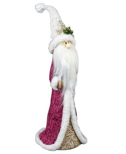 58cm Santa Burgundy and Gold Christmas Figurine with White Fur Trim and Long Beard for Festive Home Display image 5