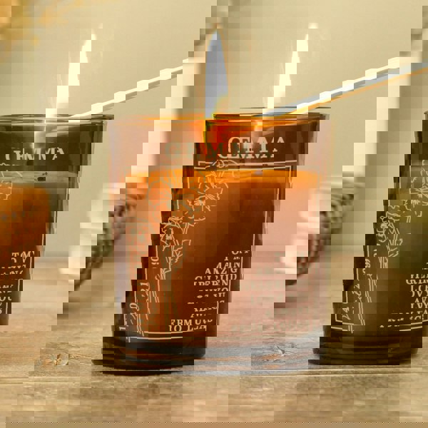Personalised Memento Company Personalised February Birth Flower Amber Glass Candle