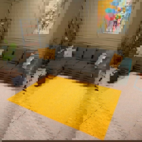 Shaggy Rug Plain Yellow high quality, non-shedding