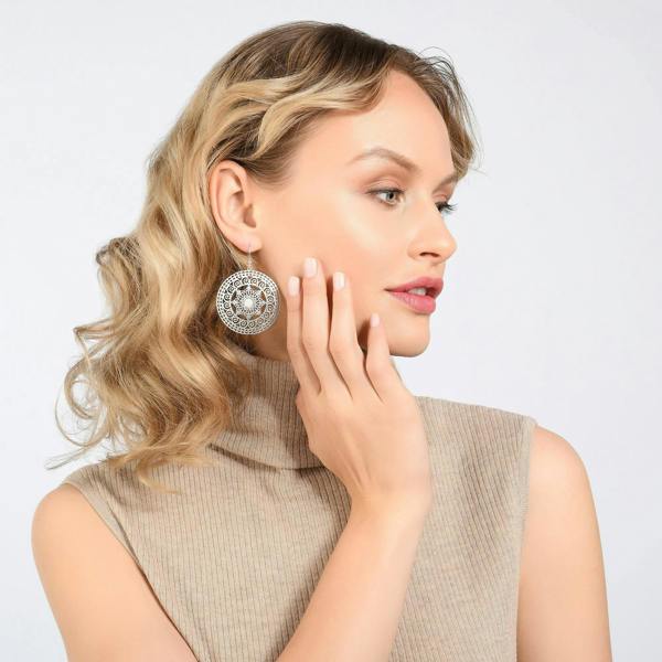 Large Mandala Earrings with Mother of Pear - namana.london