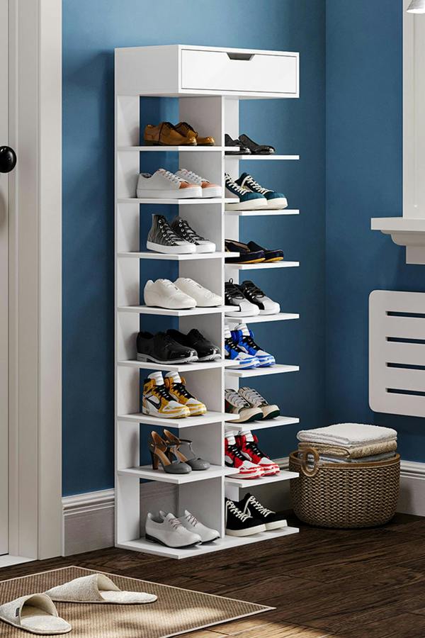 Living and Home 9/8 Tier Open shelves Space Saving Shoe Rack with Drawer Storage Organiser
