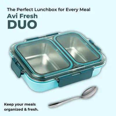 Avifresh Trio Insulated SS Lunch Box -Light Blue