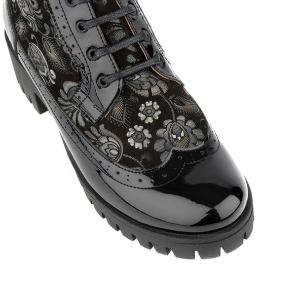 Embassy London Milliner Platform - Emboss - Women's leather chunky 1 inch platform ankle boot in black