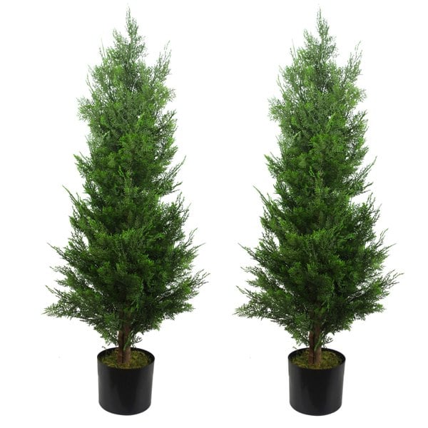 Leaf 120cm Pair of Artificial Cypress Topiary Trees