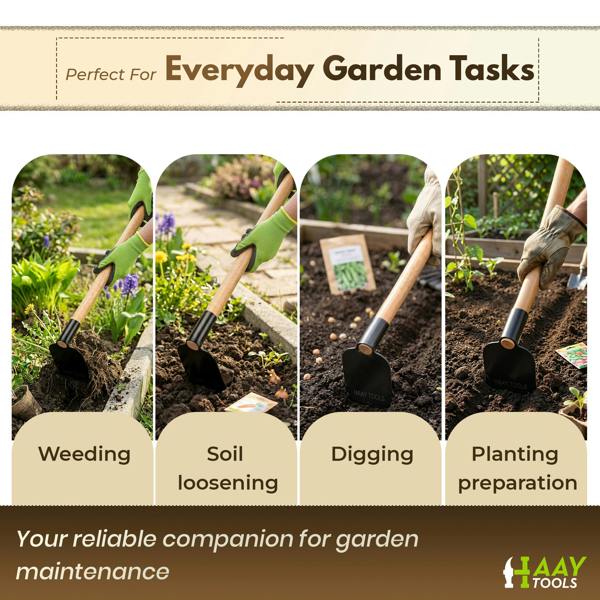HAAY TOOLS Garden Hoe, Digging Hoe & Draw Hoe for Weeding, Soil Cultivation & Root Removal – Mattock Style Hand Gardening Tool
