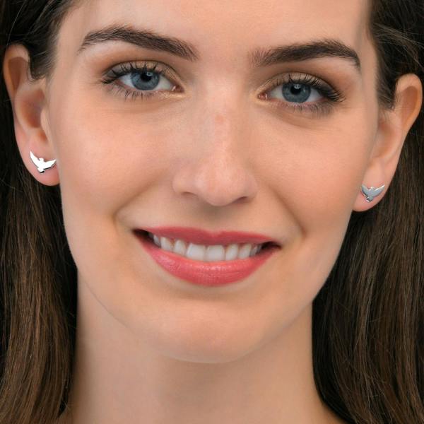 namana 925 Sterling Silver Fun Bird Shaped Small Stud Earrings for Women