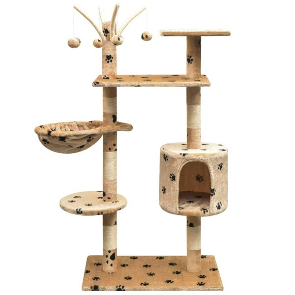 Berkfield Cat Tree with Sisal Scratching Posts 125 cm Paw Prints Beige