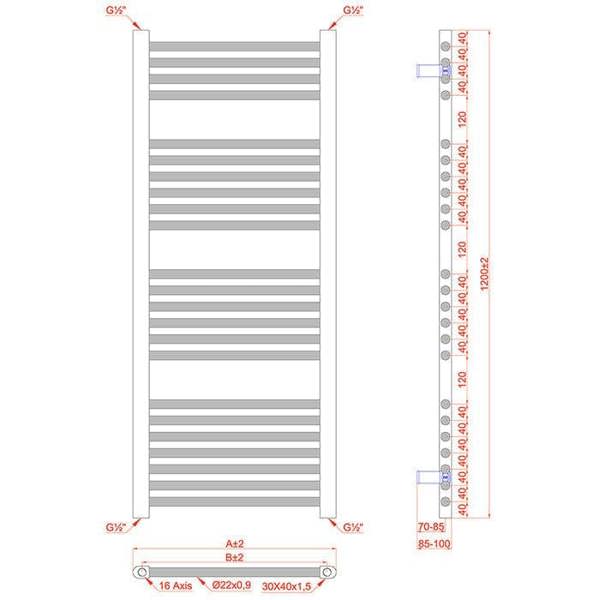 MYHOMEWARE 400 x 1200 mm White Electric Bathroom Towel Rail Radiator Heater With AF Thermostatic Electric Element Pre-Filled