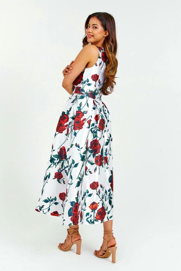 LuvForever White Floral Long Dress