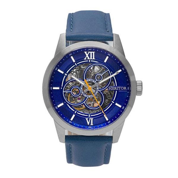 Heritor Automatic Jonas Leather-Band Skeleton Watch