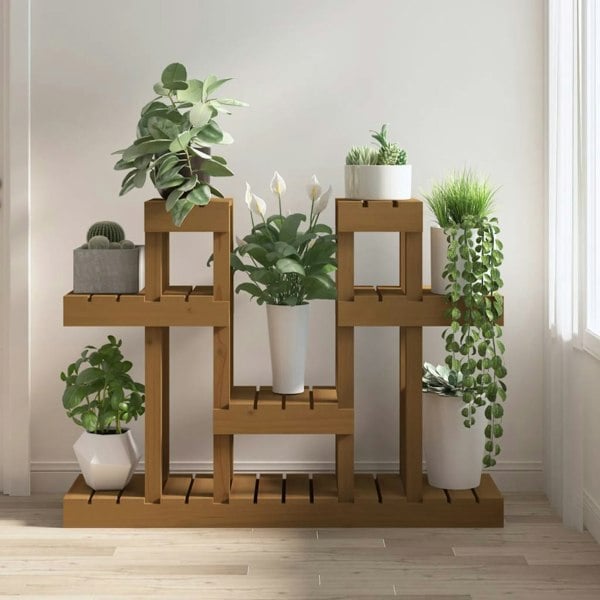 Berkfield Plant Stand Honey Brown 104.5x25x77.5 cm Solid Wood Pine