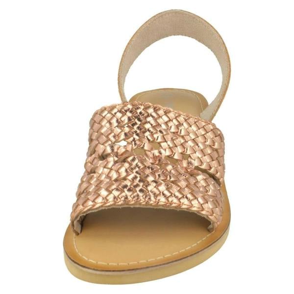 Leather Collection Ladies Leather Collection Low Wedge Weave Slingback Mules