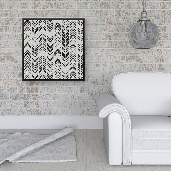 Warren Reed Hand Drawn Chevron Pattern Framed Canvas