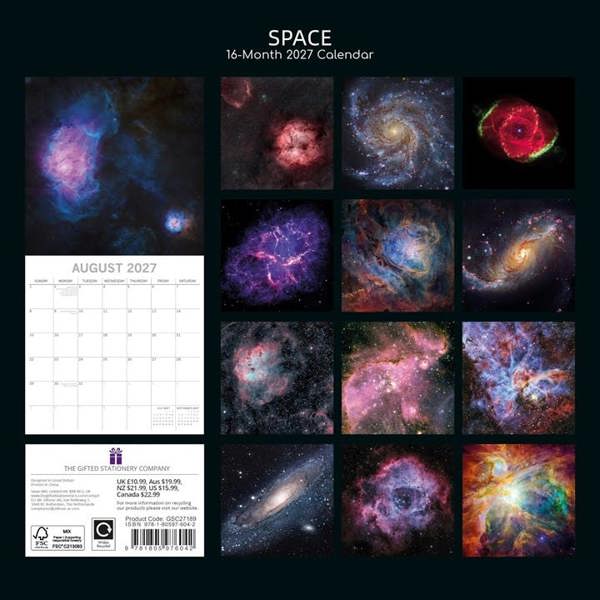 Space Calendar 2027, Wall Calendars, Month To View, Natural World, Gift