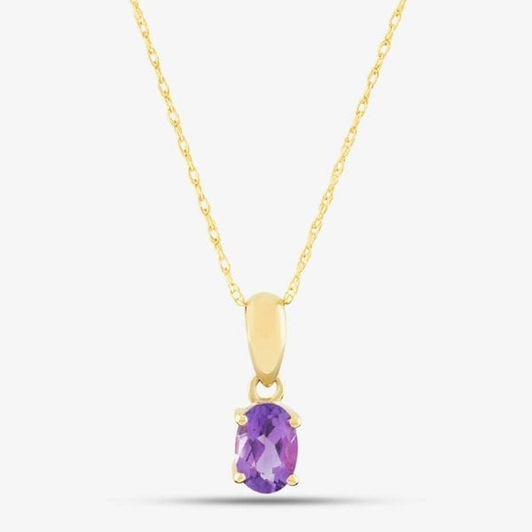 T. H. Baker 9ct Yellow Gold Oval Cut Amethyst Necklace OJS0006P-AM 9KY
