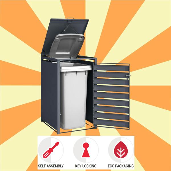 Phoenix Safe Phoenix GB1168AWK Wood Effect Single Wheelie Bin Store / Bin Storage