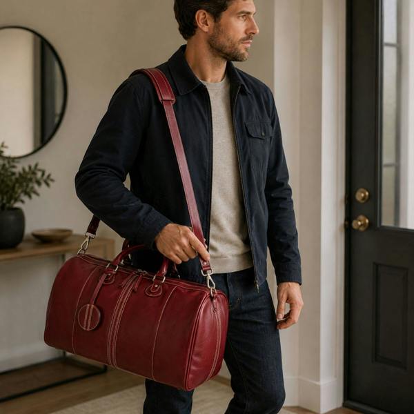 Mala Leather Edgbaston Leather Cricket Holdall Red Weekend Travel Bag