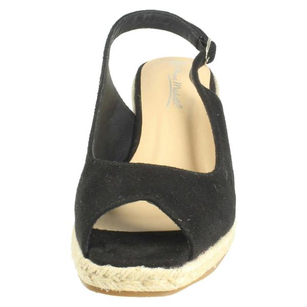 Anne Michelle Ladies Anne Michelle Microfibre Wedge Heel Squared Toe Sandals F2306