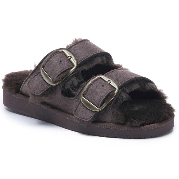 VIVA Polar Womens Strap Slide Sandals – Open-Toe Suede Slides Buckle Strap