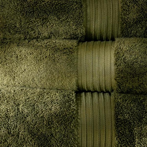 Olive Green Egyptian Cotton Bath Towels bedroom detail | Soak and Sleep